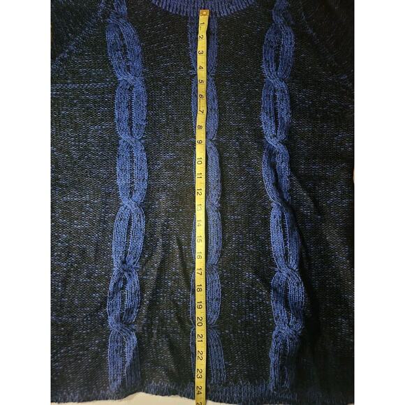 Notations Blue Black Knit Cowl Neck Midi Sweater 3/4 Sleeves XL - Picture 10 of 10